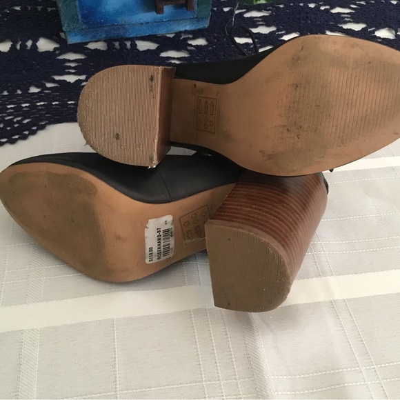 HP-ALDO BLACK LEATHER TIE LACE 4” BLOCK SQUARE HEEL SHOES/ NEW CONDITION /SIZE 6 - Picture 5 of 12